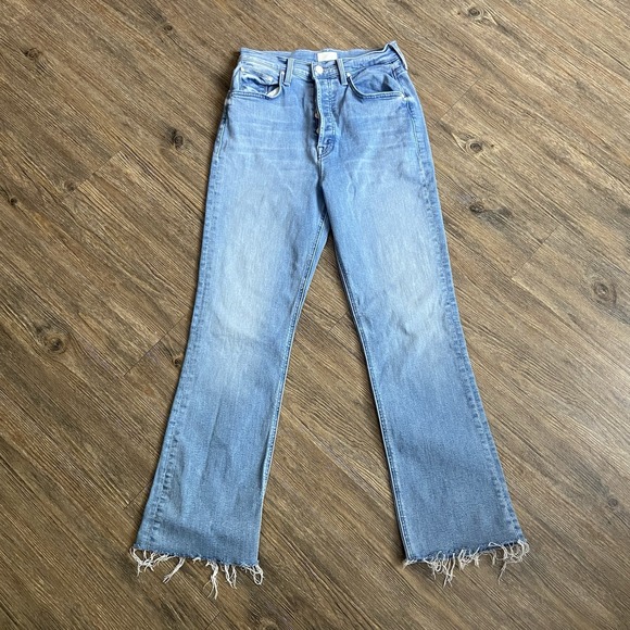 MOTHER The Tripper Ankle Fray Distressed Flare Jeans All Over The Map Size 27 - Picture 2 of 11
